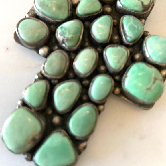 Dan Dodson Jewelry Vintage Designer Turquoise Sterling Silver Cross